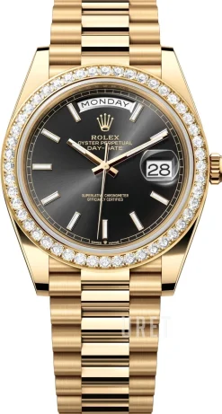 Day-Date 40 Svart/18 karat gult guld Ø40 mm