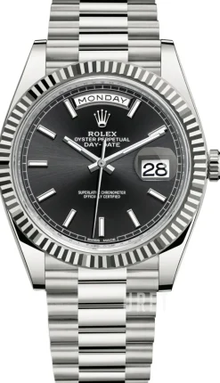 Day-Date 40 Svart/18 karat vitt guld Ø40 mm