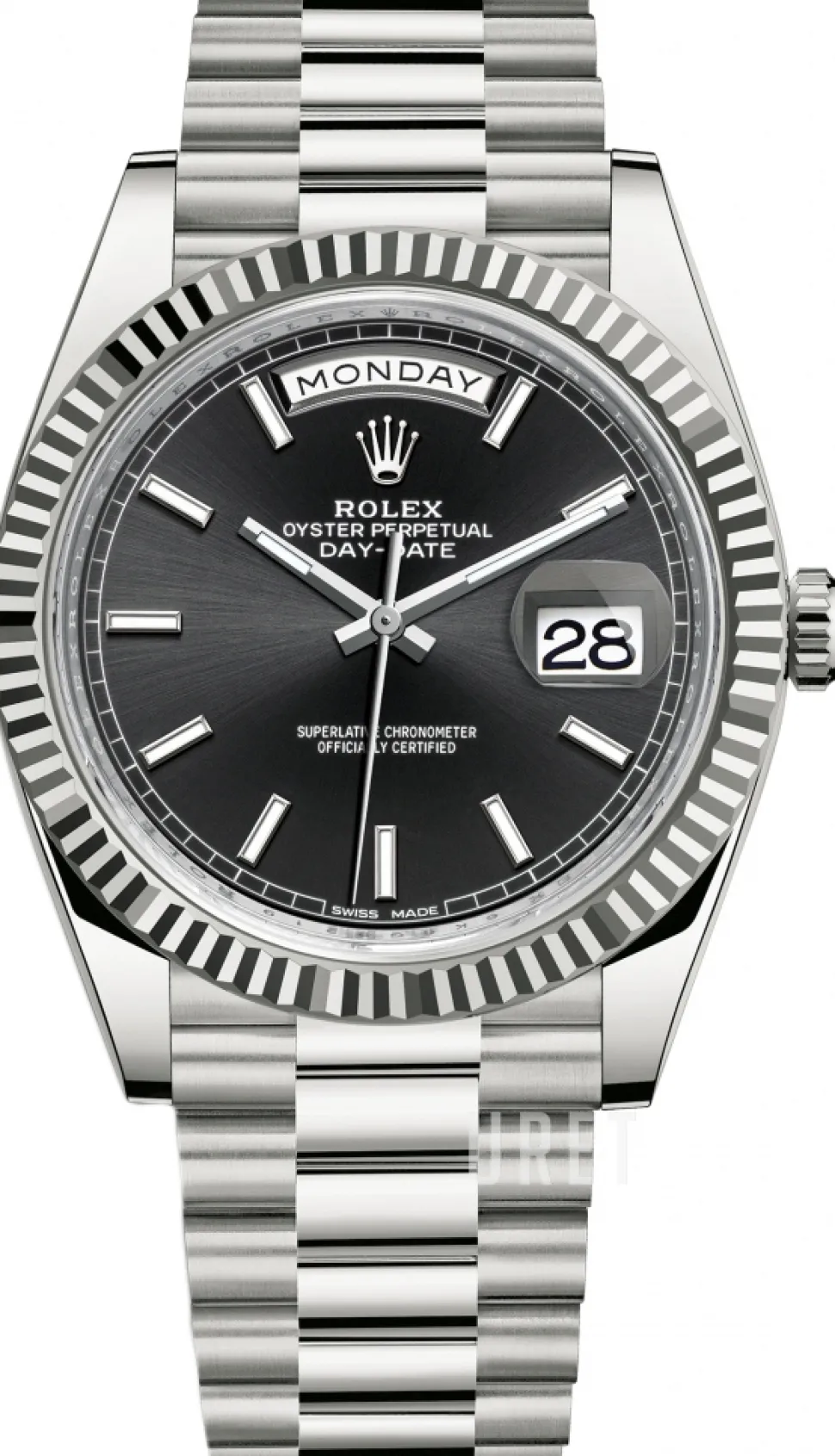 Day-Date 40 Svart/18 karat vitt guld Ø40 mm