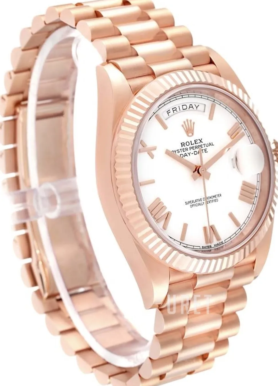 Day-Date 40 Vit/18 karat roséguld Ø40 mm