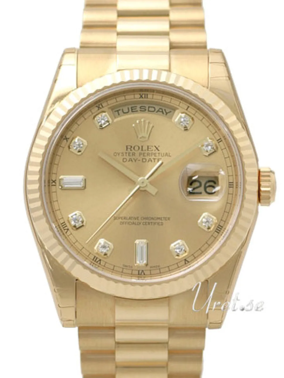 Day-Date Champagnefärgad/18 karat gult guld Ø36 mm