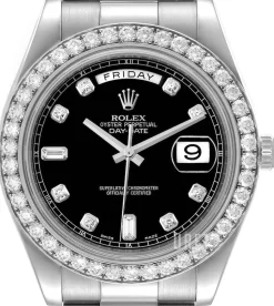 Day-Date II Svart/18 karat vitt guld Ø41 mm