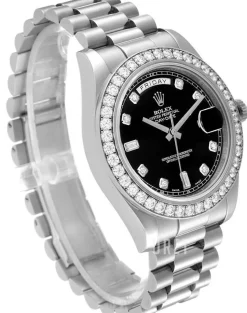 Day-Date II Svart/18 karat vitt guld Ø41 mm