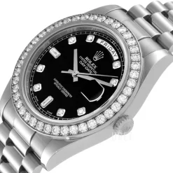 Day-Date II Svart/18 karat vitt guld Ø41 mm