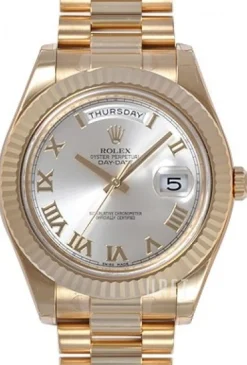 Day-Date Silverfärgad/18 karat gult guld Ø41 mm