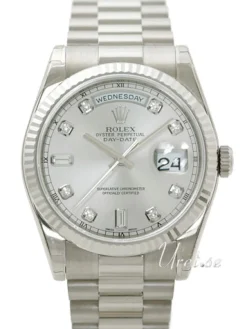 Day-Date Silverfärgad/18 karat vitt guld Ø36 mm