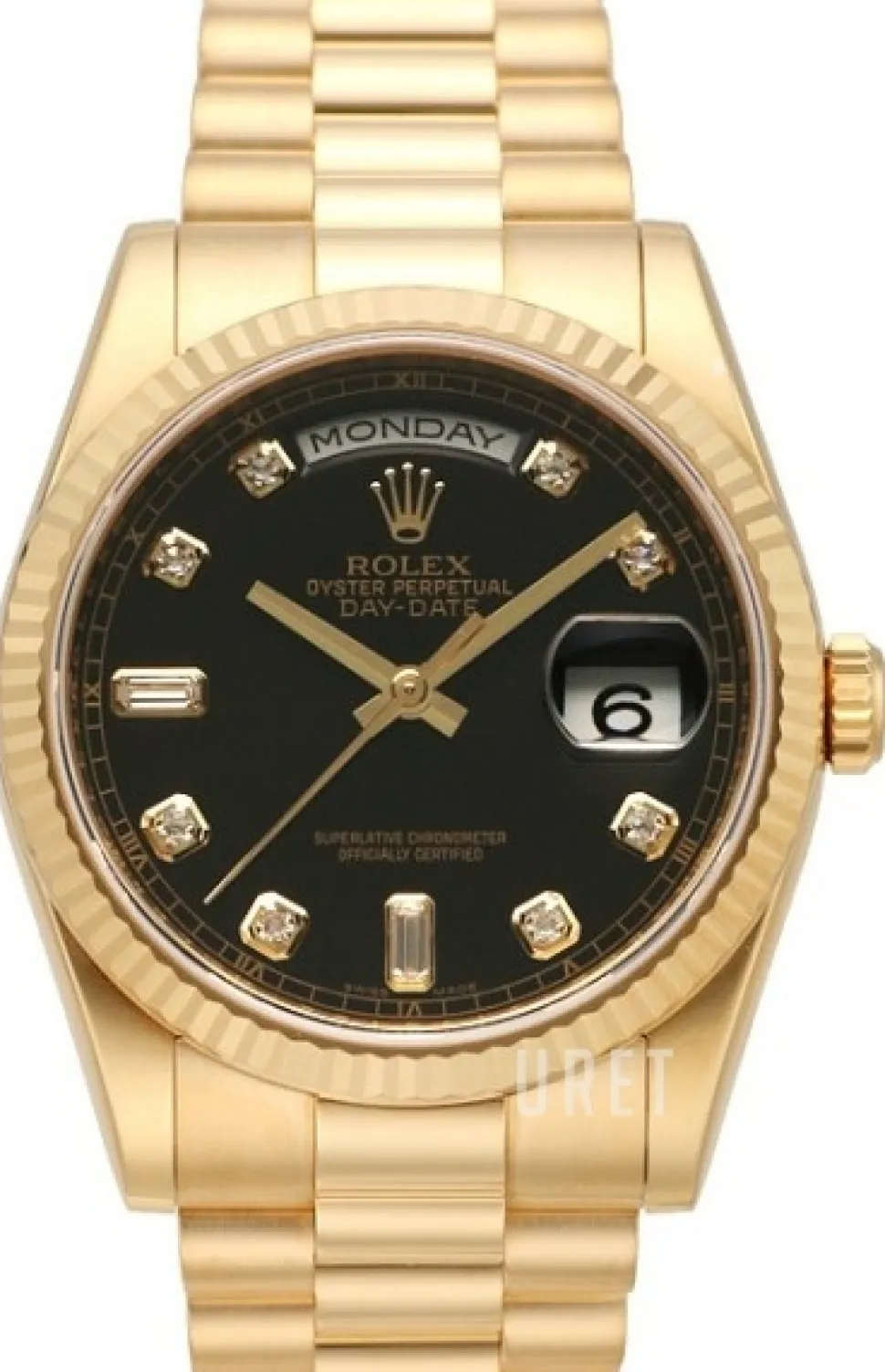 Day-Date Svart/18 karat gult guld Ø36 mm