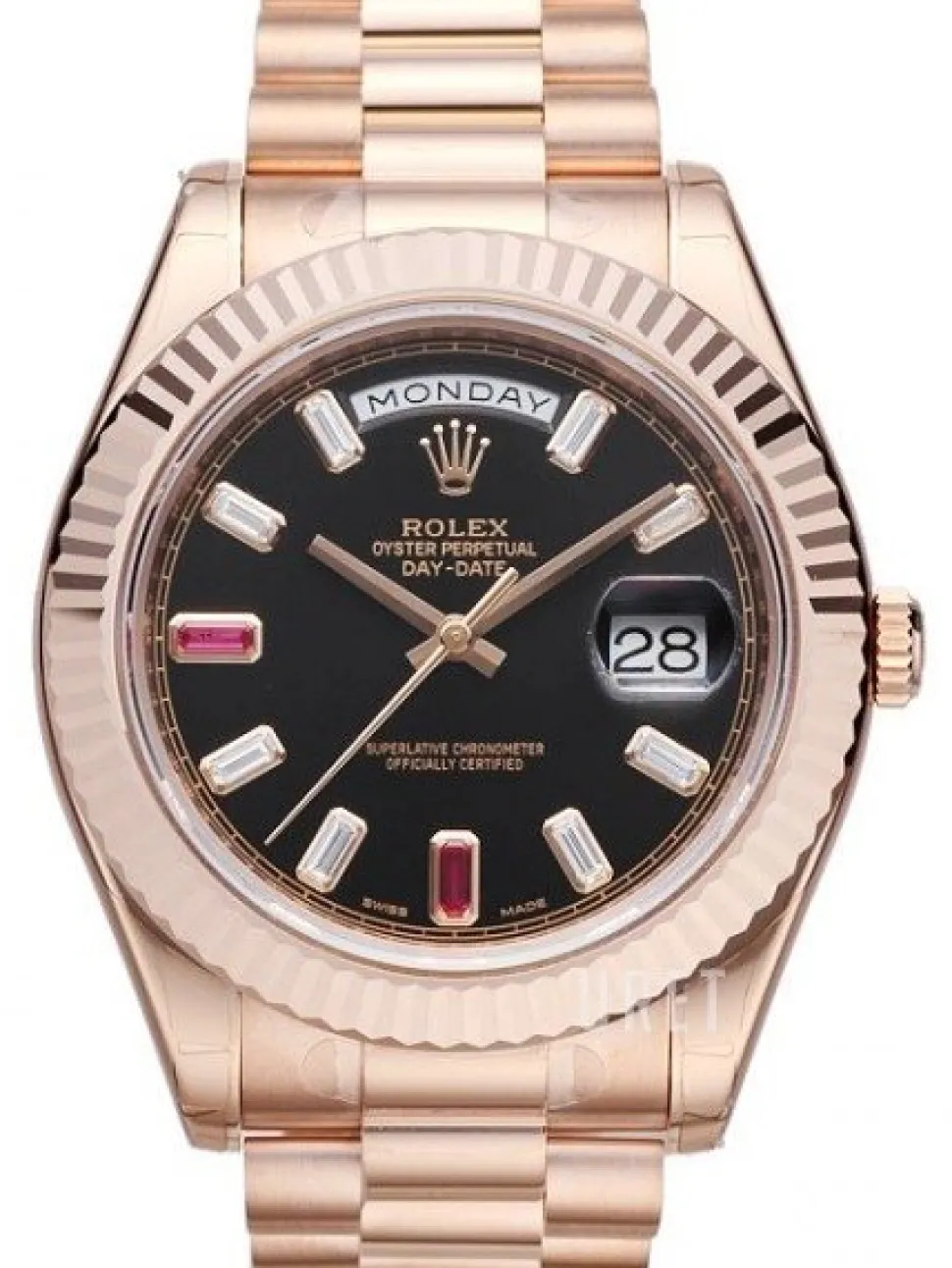 Day-Date Svart/18 karat roséguld Ø41 mm