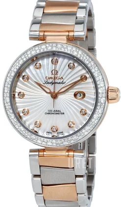 De Ville Ladymatic Co-Axial 34mm Vit/Roséguldstonat stål Ø34 mm