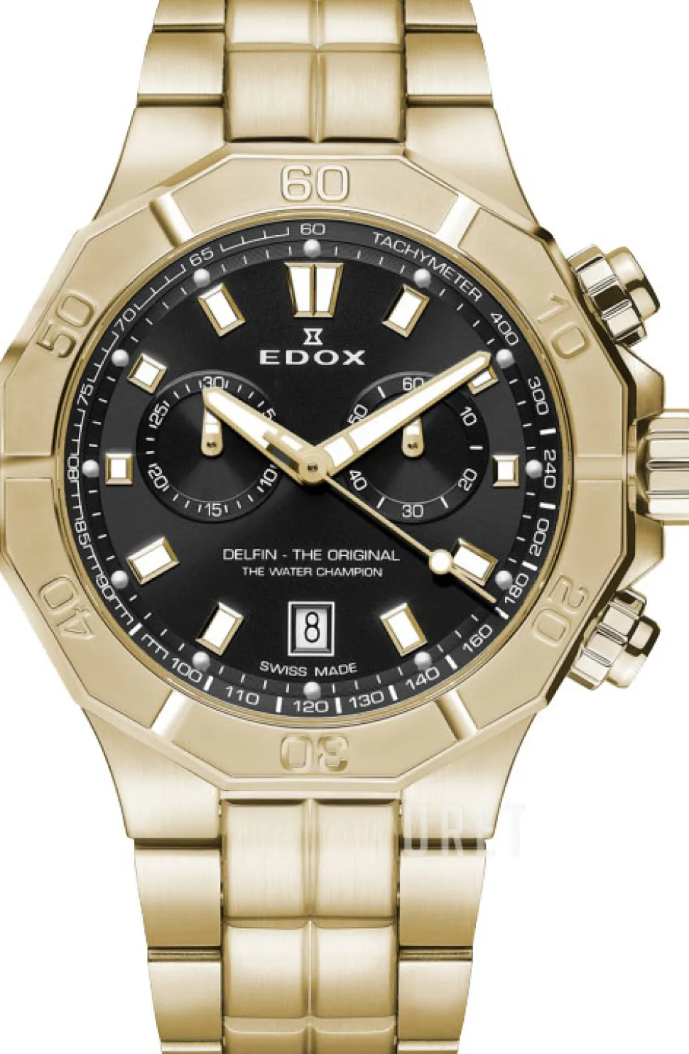 Delfin Svart/Gulguldtonat stål Ø43 mm