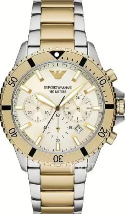 Diver Beige/Gulguldtonat stål Ø43 mm