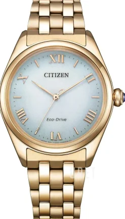 Eco Drive Blå/Guldtonat stål Ø33 mm