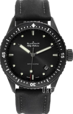 Fifty Fathoms Svart/Läder Ø43.6 mm