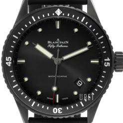 Fifty Fathoms Svart/Läder Ø43.6 mm