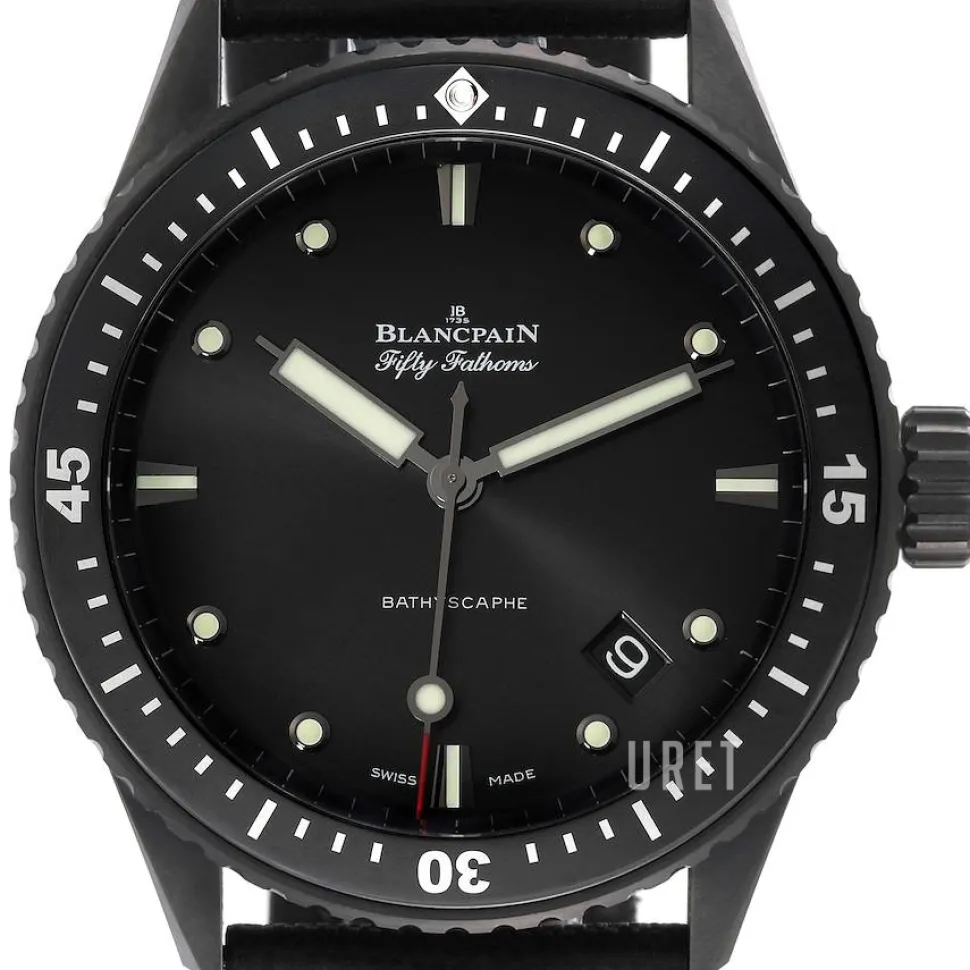 Fifty Fathoms Svart/Läder Ø43.6 mm