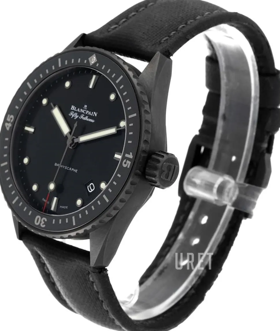 Fifty Fathoms Svart/Läder Ø43.6 mm