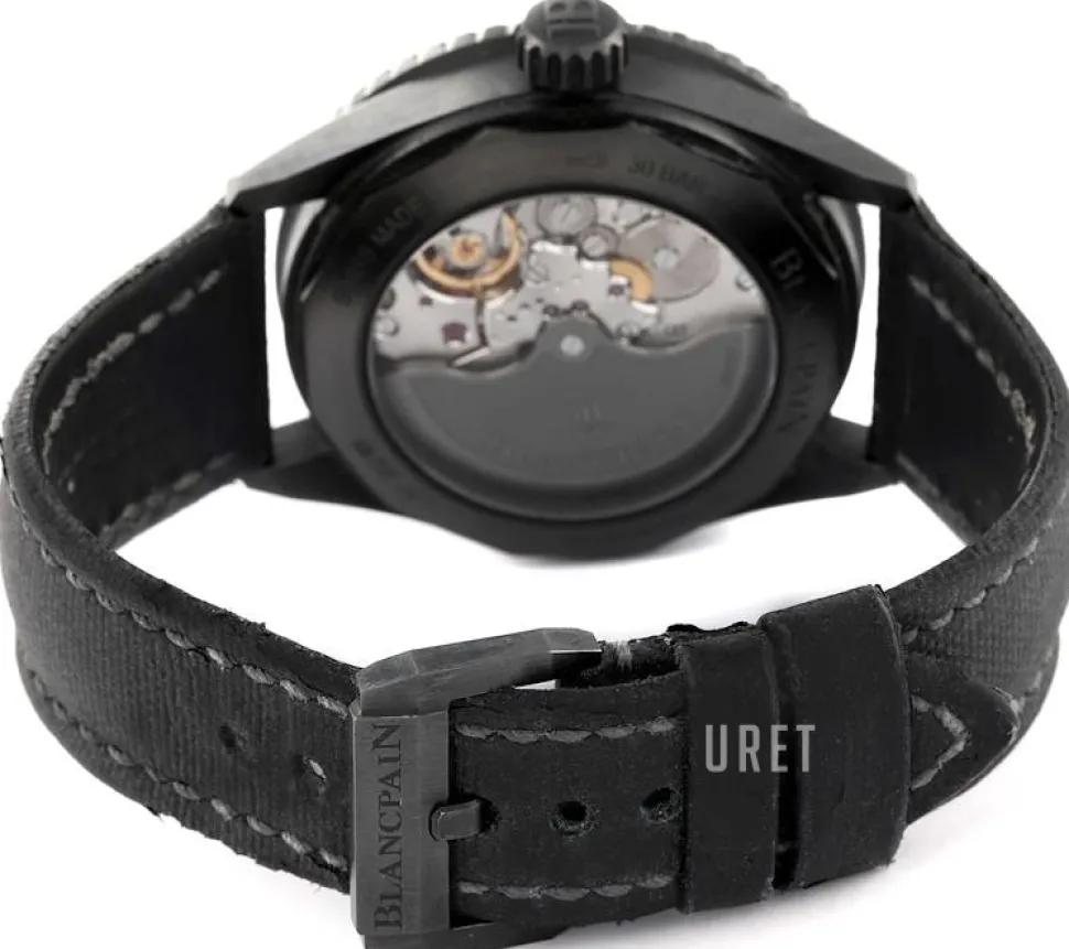 Fifty Fathoms Svart/Läder Ø43.6 mm