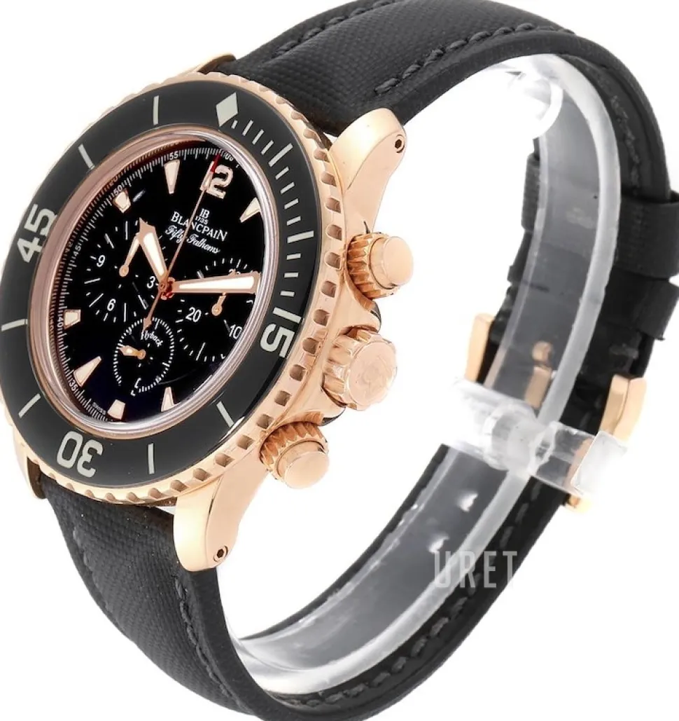 Fifty Fathoms Svart/Läder Ø45 mm