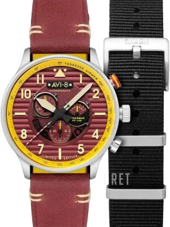 Flyboy Spirit of Tuskegee Röd/Läder Ø44 mm