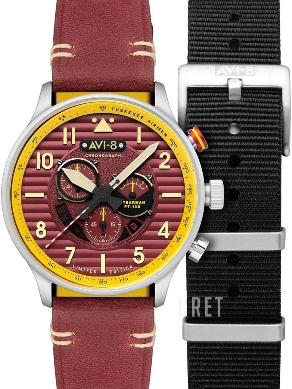 Flyboy Spirit of Tuskegee Röd/Läder Ø44 mm