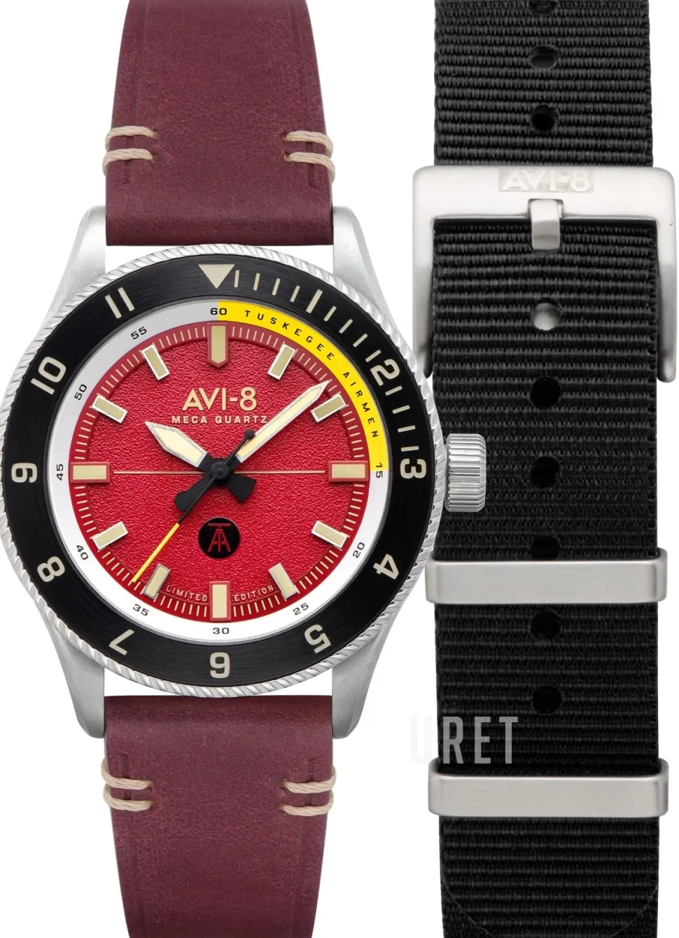 Flyboy Tuskegee Airmen Röd/Läder Ø40 mm