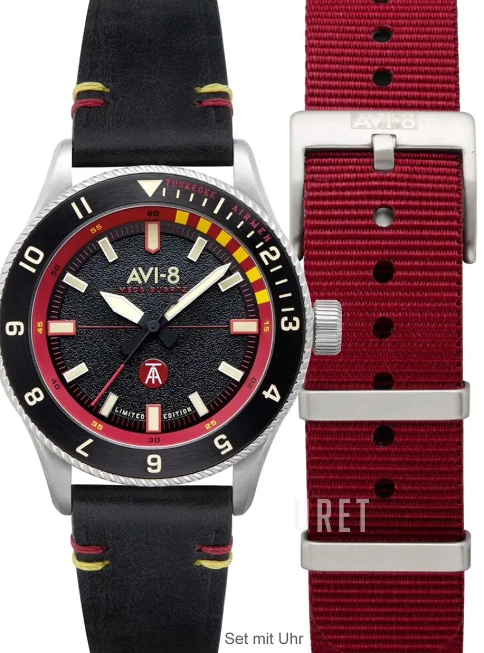 Flyboy Tuskegee Airmen Svart/Läder Ø40 mm