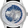 Geophysic® Universal Time Stainless Steel Blå/Läder Ø41.6 mm