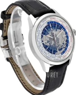 Geophysic® Universal Time Stainless Steel Blå/Läder Ø41.6 mm