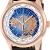 Geophysic® Universal Time Pink Gold Blå/Läder Ø41.6 mm
