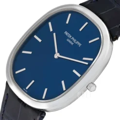 Golden Ellipse Blå/Läder 35.6x31.1 mm