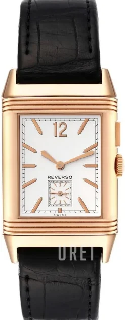 Grande Reverso Ultra Thin Duoface Pink Gold Silverfärgad/Läder