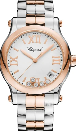 Happy Sport Vit/18 karat roséguld Ø36 mm