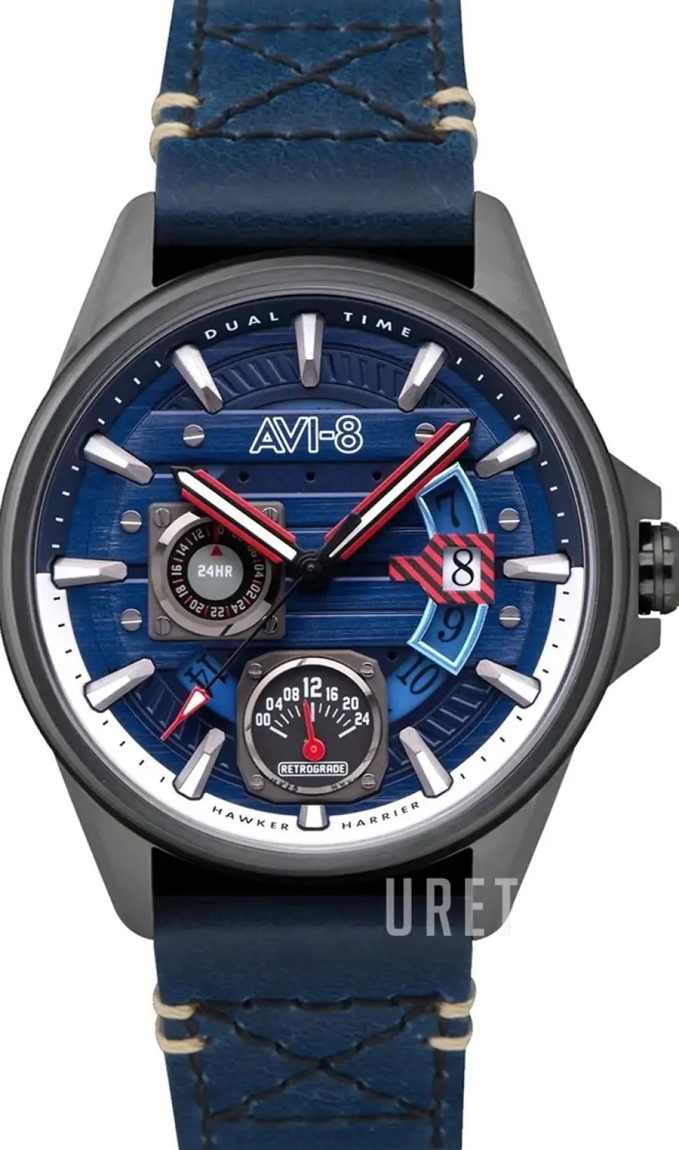 Hawker Harrier Blå/Läder Ø44 mm