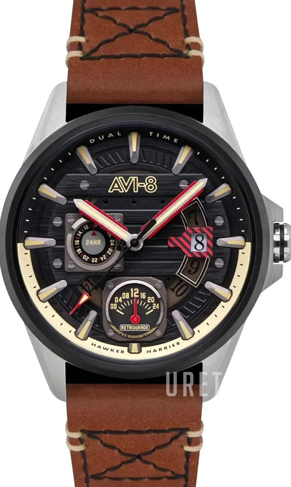 Hawker Harrier Svart/Läder Ø44 mm