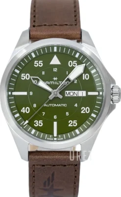 Khaki Aviation Pilot Grön/Läder Ø42 mm