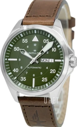 Khaki Aviation Pilot Grön/Läder Ø42 mm