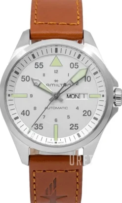 Khaki Aviation Silverfärgad/Läder Ø42 mm