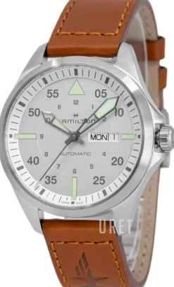 Khaki Aviation Silverfärgad/Läder Ø42 mm