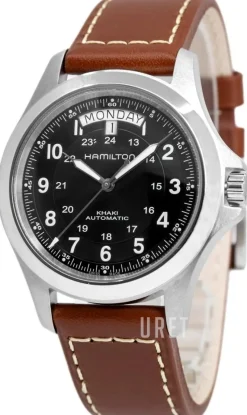 Khaki Field King Automatic Svart/Läder Ø40 mm