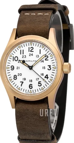 Khaki Field Vit/Läder Ø38 mm