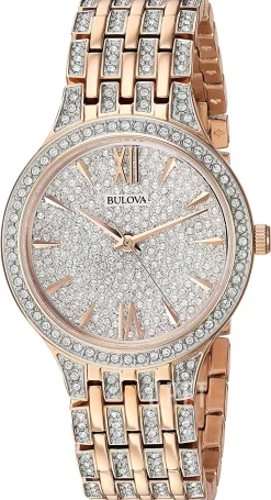 Kristallinfattad/Roséguldstonat stål Ø32 mm