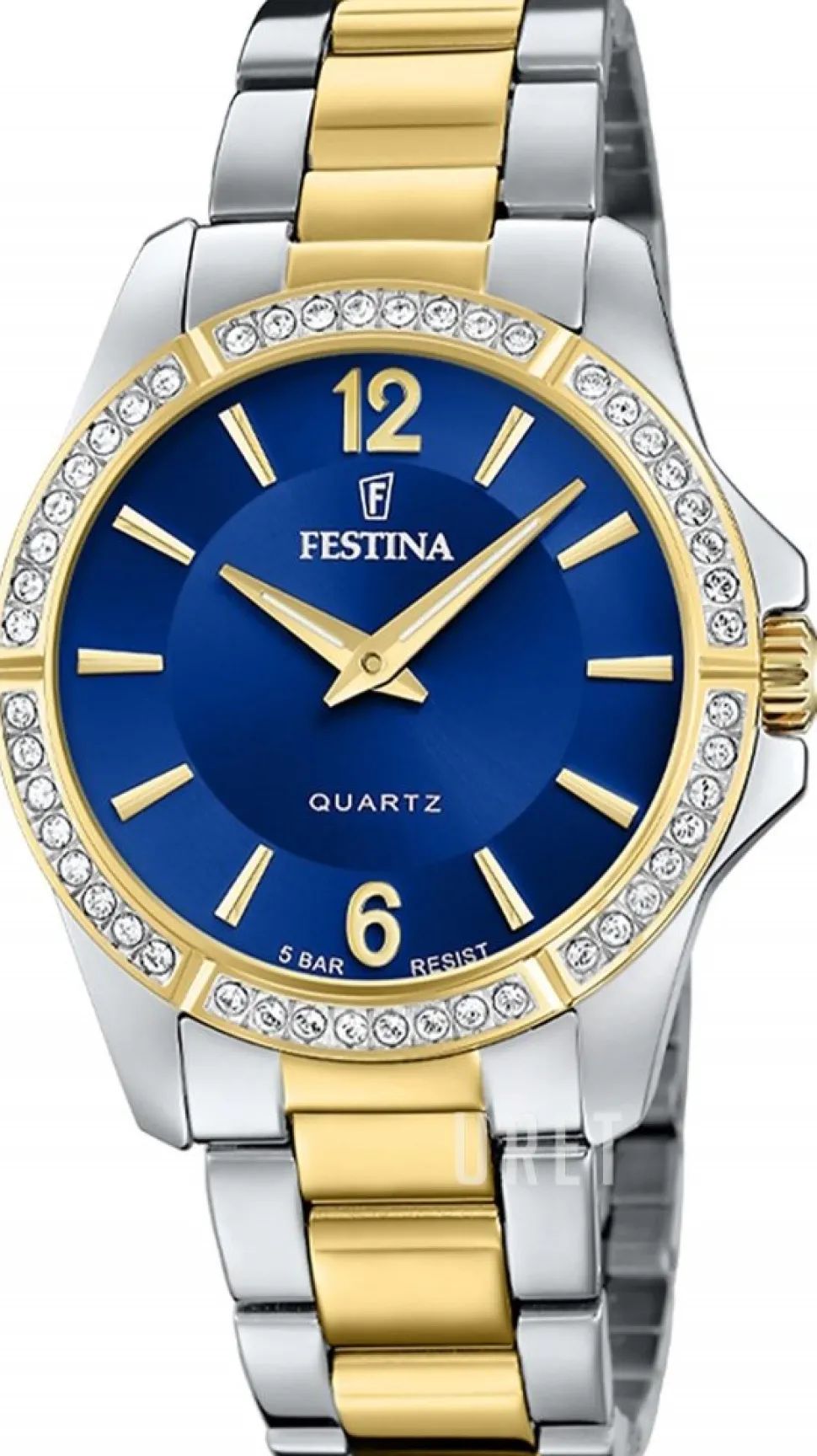 Mademoiselle Blå/Gulguldtonat stål Ø34.5 mm