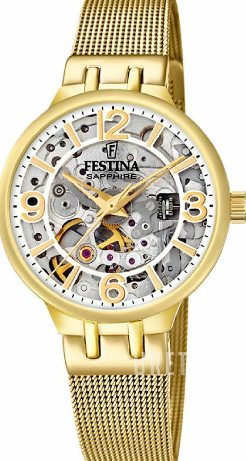 Mademoiselle Skelettskuren/Gulguldtonat stål Ø32.5 mm