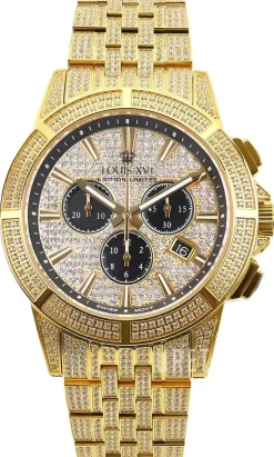 Majeste Iced Out Gulguldtonat stål Ø43 mm