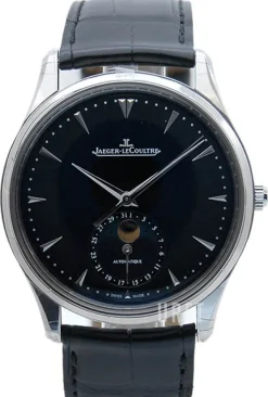 Master Ultra Thin Moon Stainless Steel Svart/Läder Ø39 mm