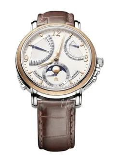 Masterpiece Lune Retrograde Silverfärgad/Läder Ø43 mm