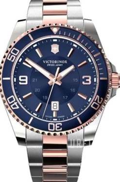 Maverick Blå/Roséguldstonat stål Ø43 mm