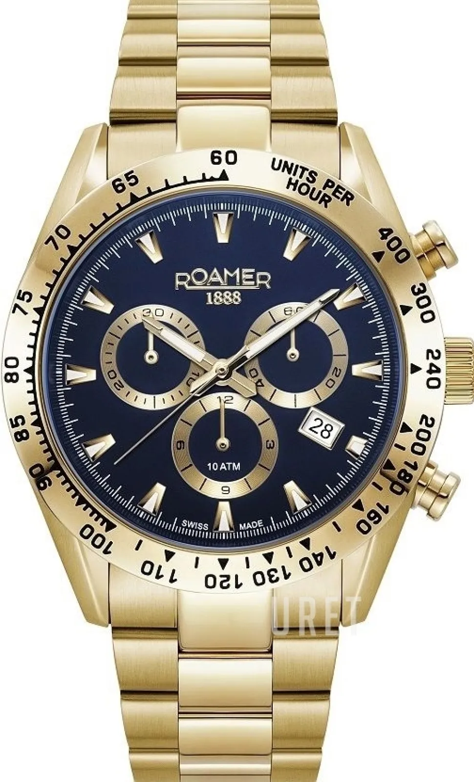 Monza 100 Blå/Gulguldtonat stål Ø42 mm