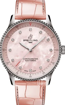 Navitimer 32 Rosa/Läder Ø32 mm