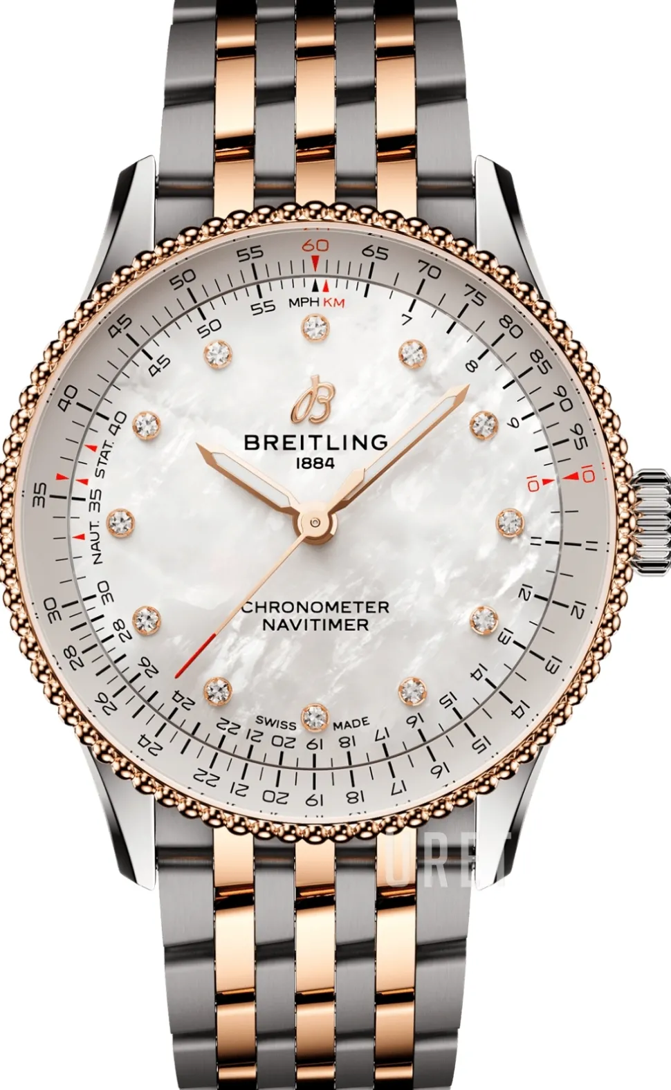 Navitimer Automatic 36 Vit/18 karat roséguld Ø36 mm